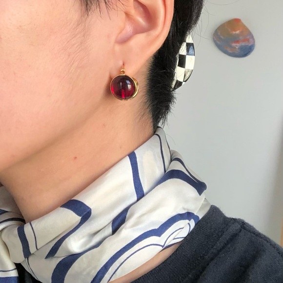 round ruby earrings - Picture 2 of 5